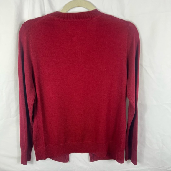 Banana Republic Deep Red Merino Wool Cardigan Sweater - Picture 10 of 11